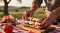 Panino Con Caprino, Pomodori E Prosciutto Crudo