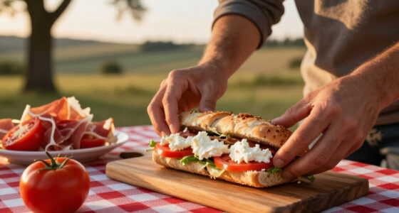 Panino Con Caprino, Pomodori E Prosciutto Crudo